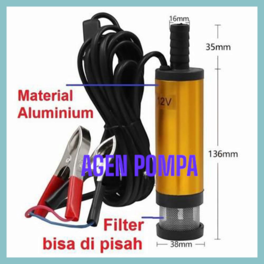 Pompa minyak celup mini DC 12V Pompa Diesel/solar celup DC 12 Voltt
