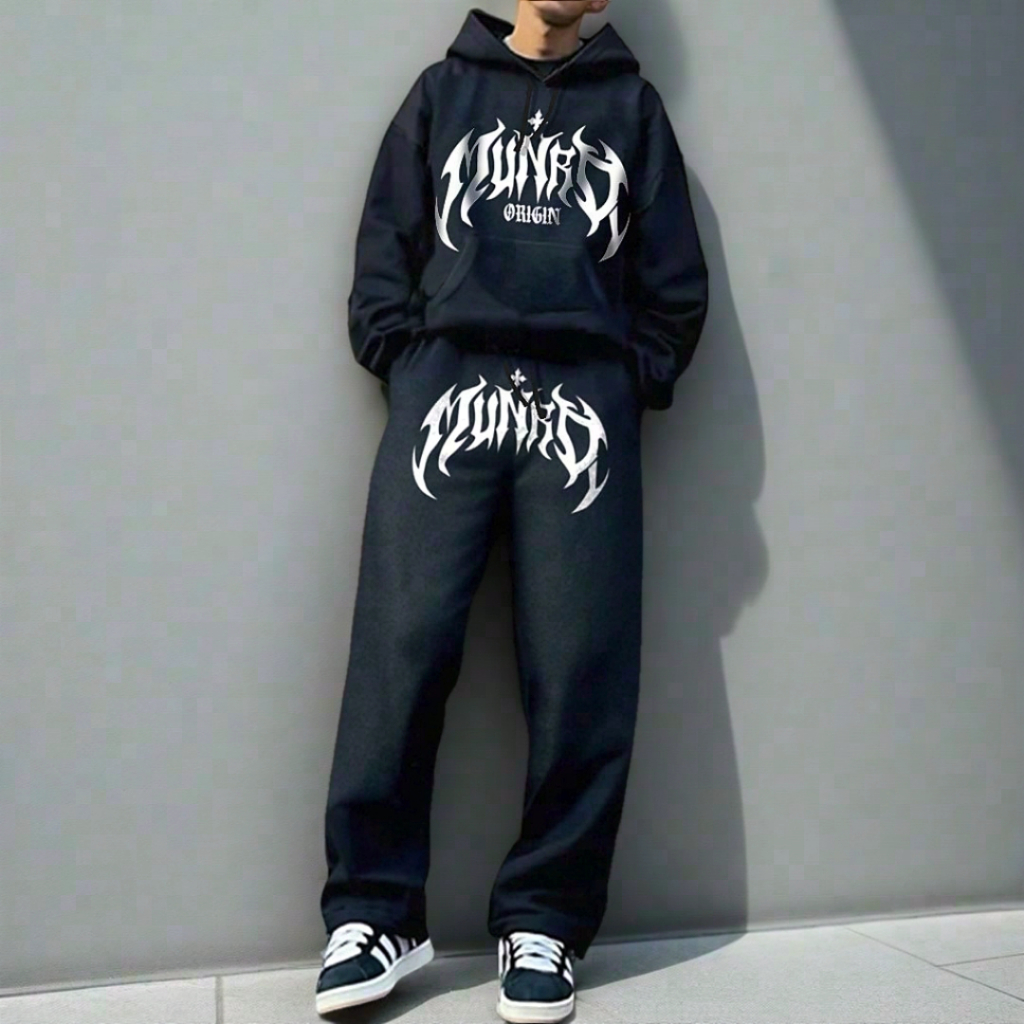 Skena Outfit One Set Monrov Hoodie & Baggy Kulot Setelan Pria & Wanita Remaja OOTD kekinian Terbaru