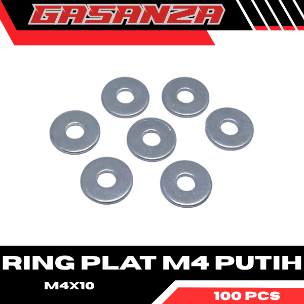 100 PCS Ring Plat M4x10 / Ring Plat Putih M4