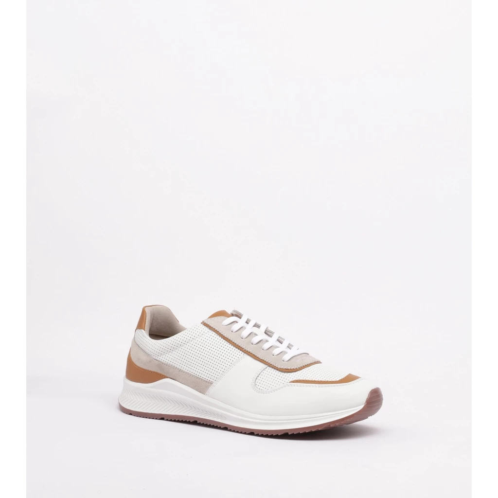 BUCCHERI Sepatu Kulit Pria Sneakers Benjamino White - MG3070