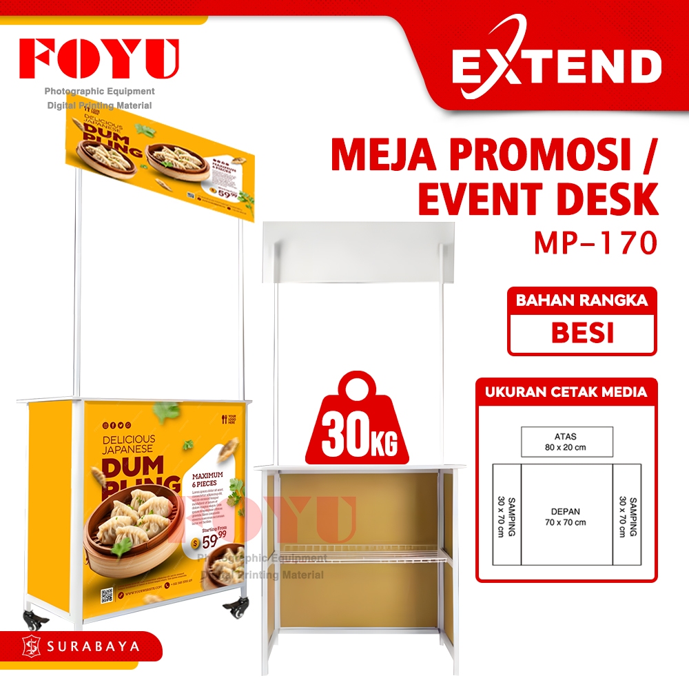 Extend Event Desk Portable Meja Promosi Stand Jualan Booth Workshop Counter Table Pameran Indoor Out