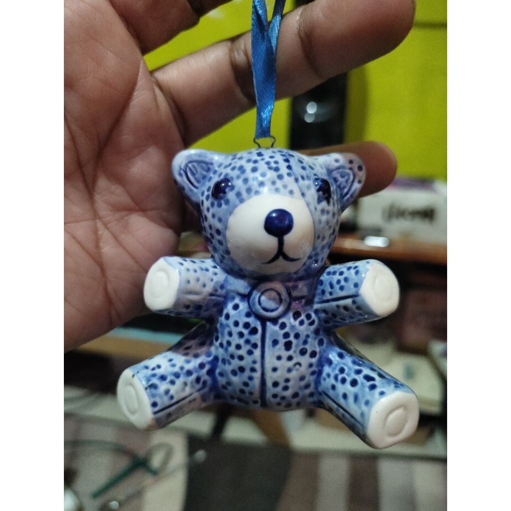 Ornament Keramik Boneka Bear Delf Blue