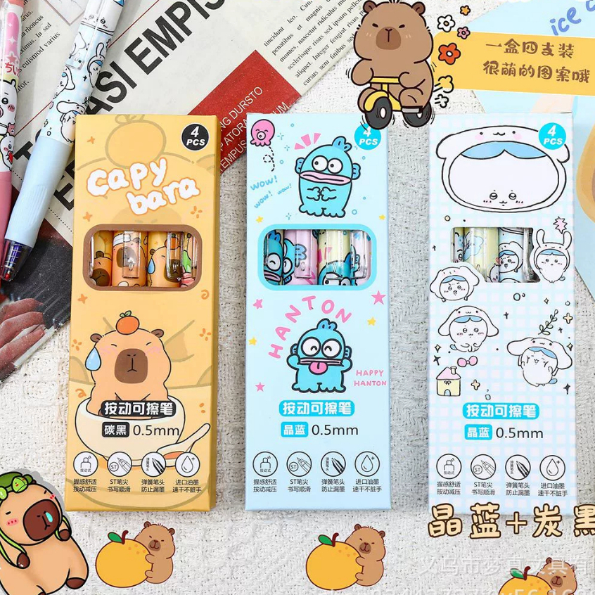 

PULPEN ERASEABLE ISI 4 CAPYBARA / PULPEN ERASEABLE ISI 4 CHIIKAWA / PULPEN ERASEABLE HANGYOON / PULPEN BISA DIHAPUS CAPYBARA CHIIKAWA HANGYOON