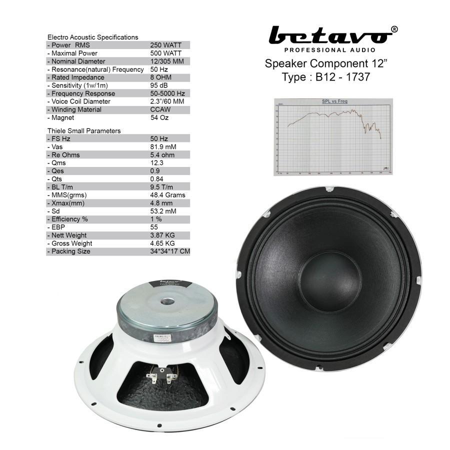 COMPONENT SPEAKER BETAVO B12-1737 12 INCH KOMPONEN BETAVO B121737 12 INCH ORIGINAL