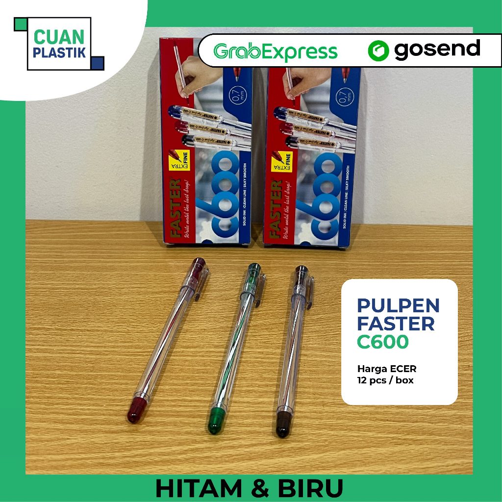 

Pulpen / Pen Faster C600 Hitam dan Biru - Solid Ink, Clean Line, Silky Smooth