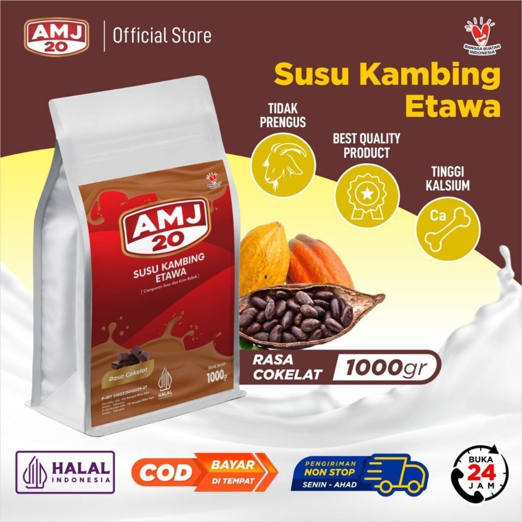 

1kg AMJ SUSU kambing etawa bubuk rasa coklat Dairy Milk