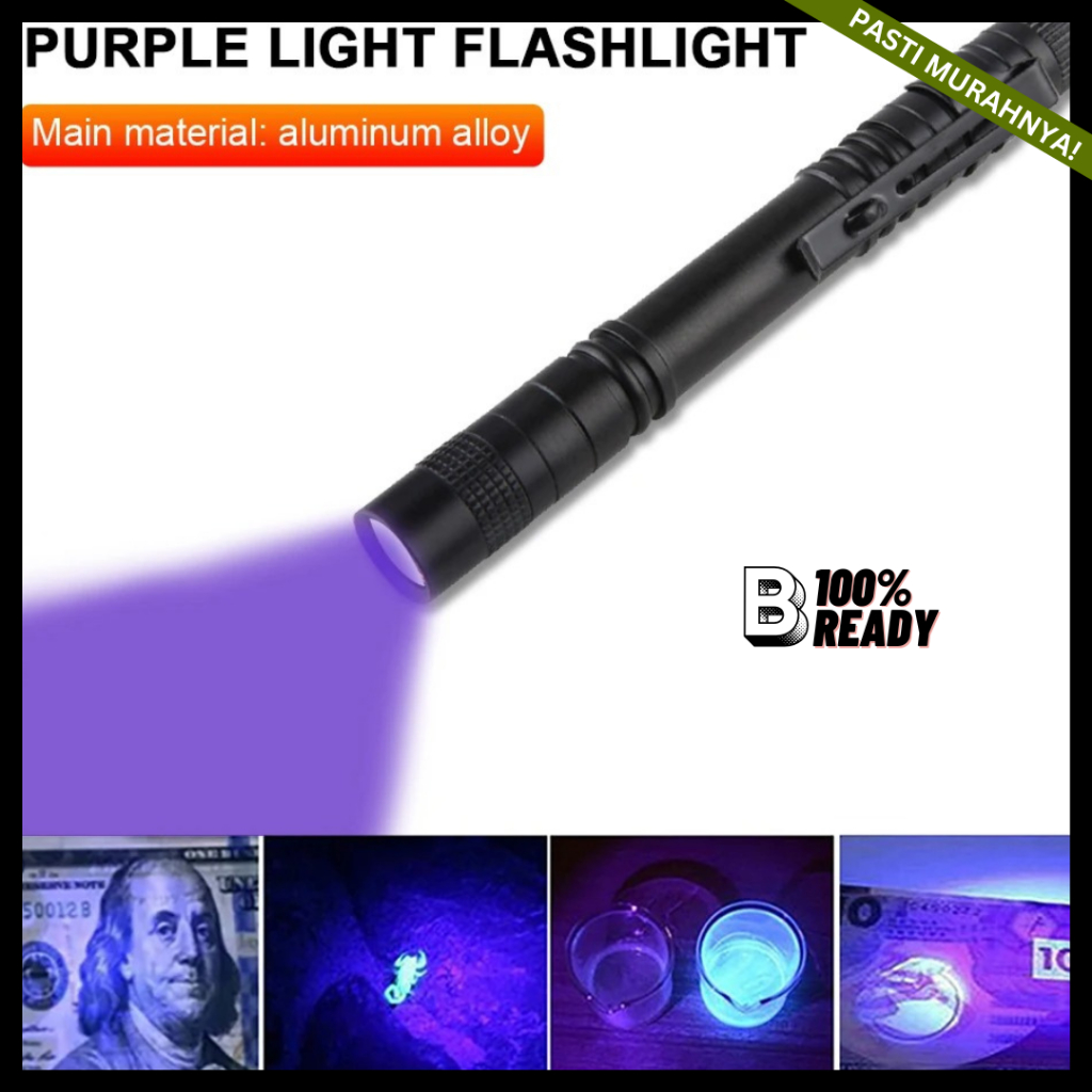 Senter UV Light / Senter Tahan Air / Senter UV LED / Lampu Senter UV / Senter LED 395nm