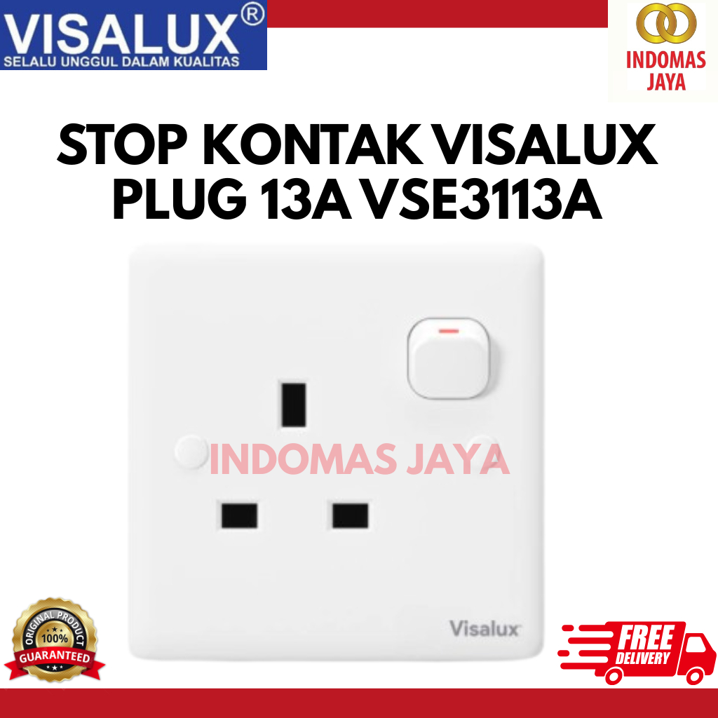 Visalux Stop Kontak E-Series (13A) - 1G White / Stop Kontak Premium (VSE3113A)