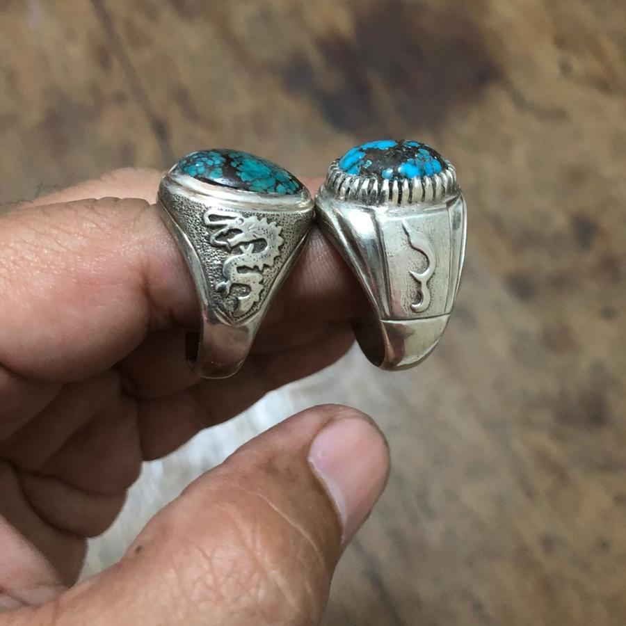 Cincin Pirus Natural Original Ring Perak Ukiran Naga atau Kujang Handmade