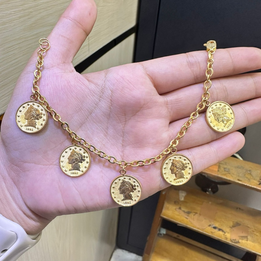 gelang rambai koin emas kadar 375%/8k