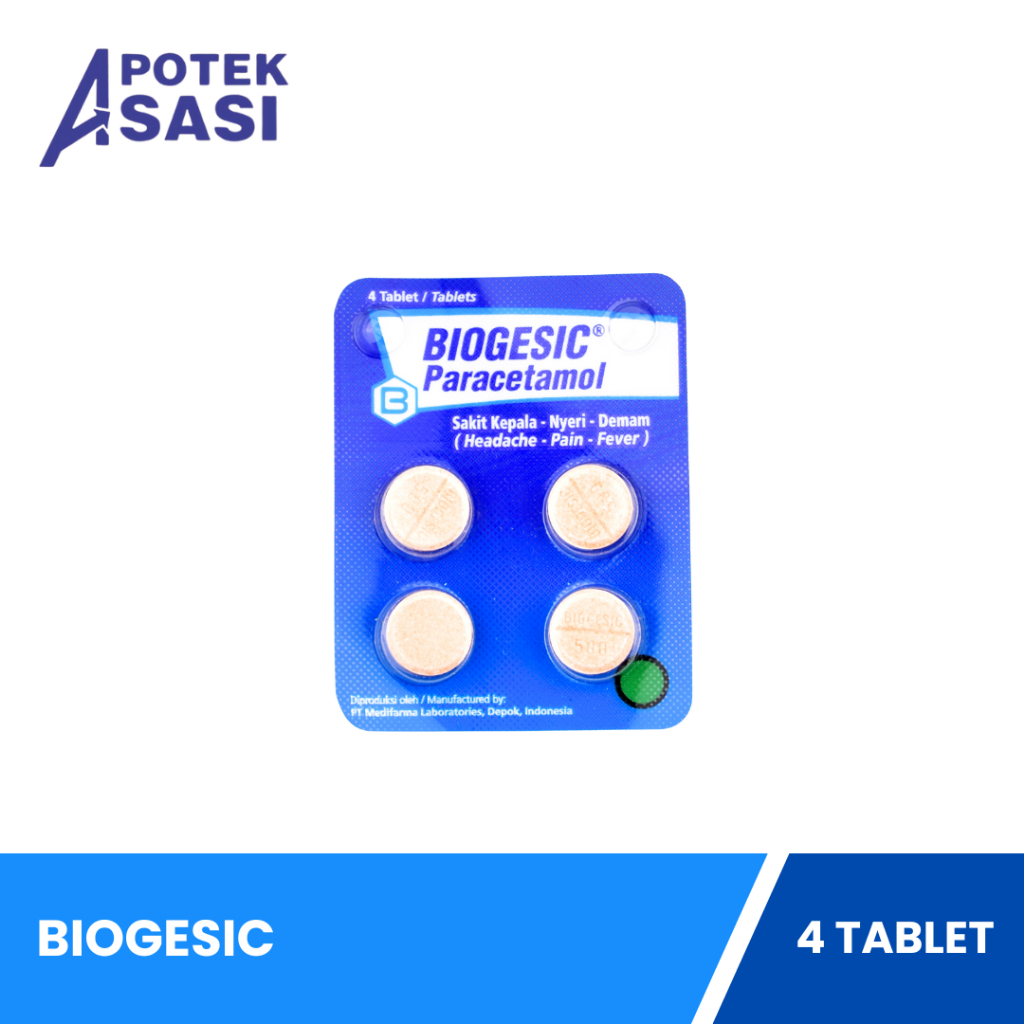 Biogesic 4 Tablet - Obat Demam, Sakit Kepala, Sakit Gigi