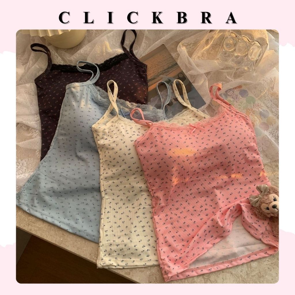 CLICKBRA | BR2033 Tanktop Bra Wanita Singlet Lucu Seksi nyaman dipakai Motif Bunga