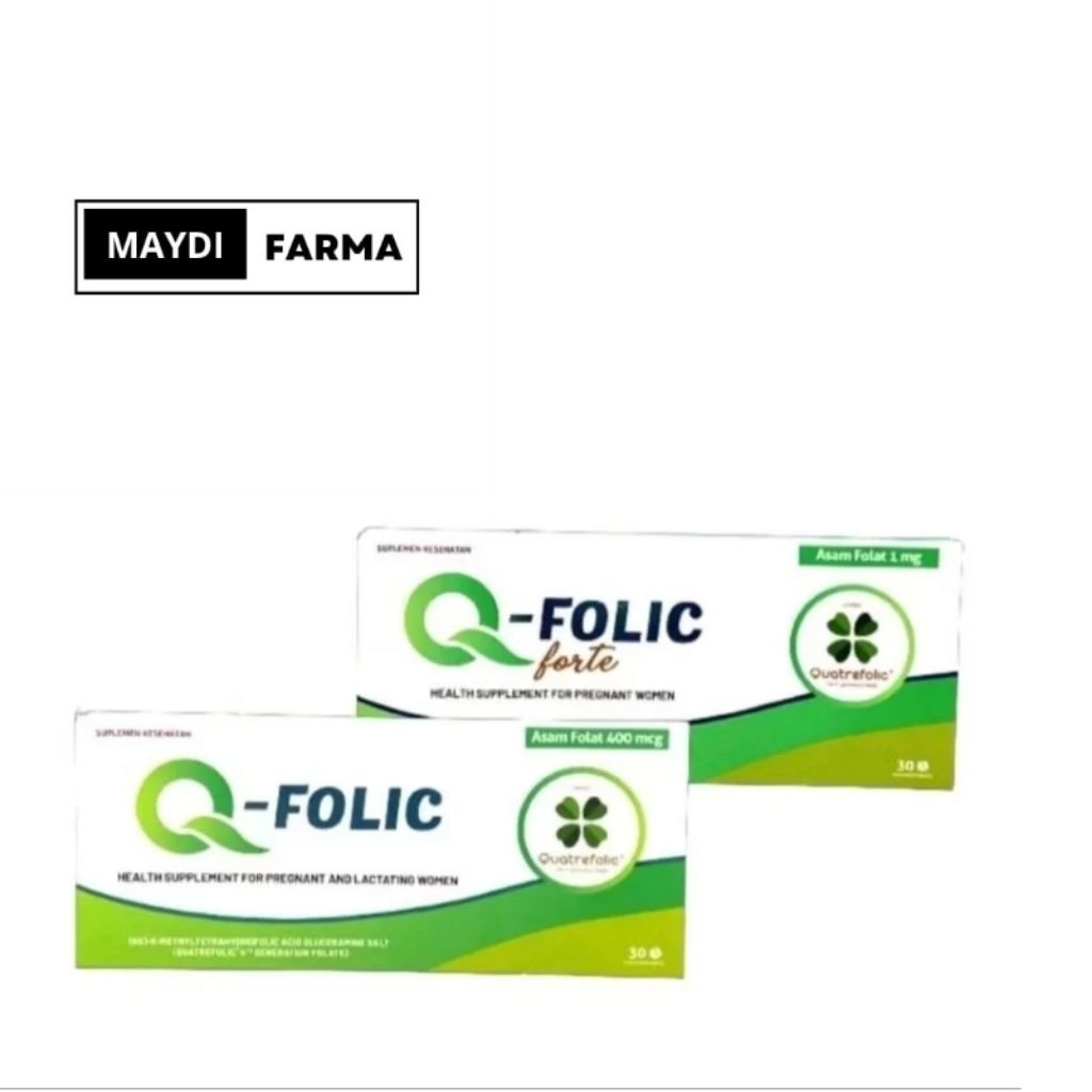Q-folic & Q-folic Forte Strip 10 tablet/Asam Folat generasi 4,cegah bayi prematur