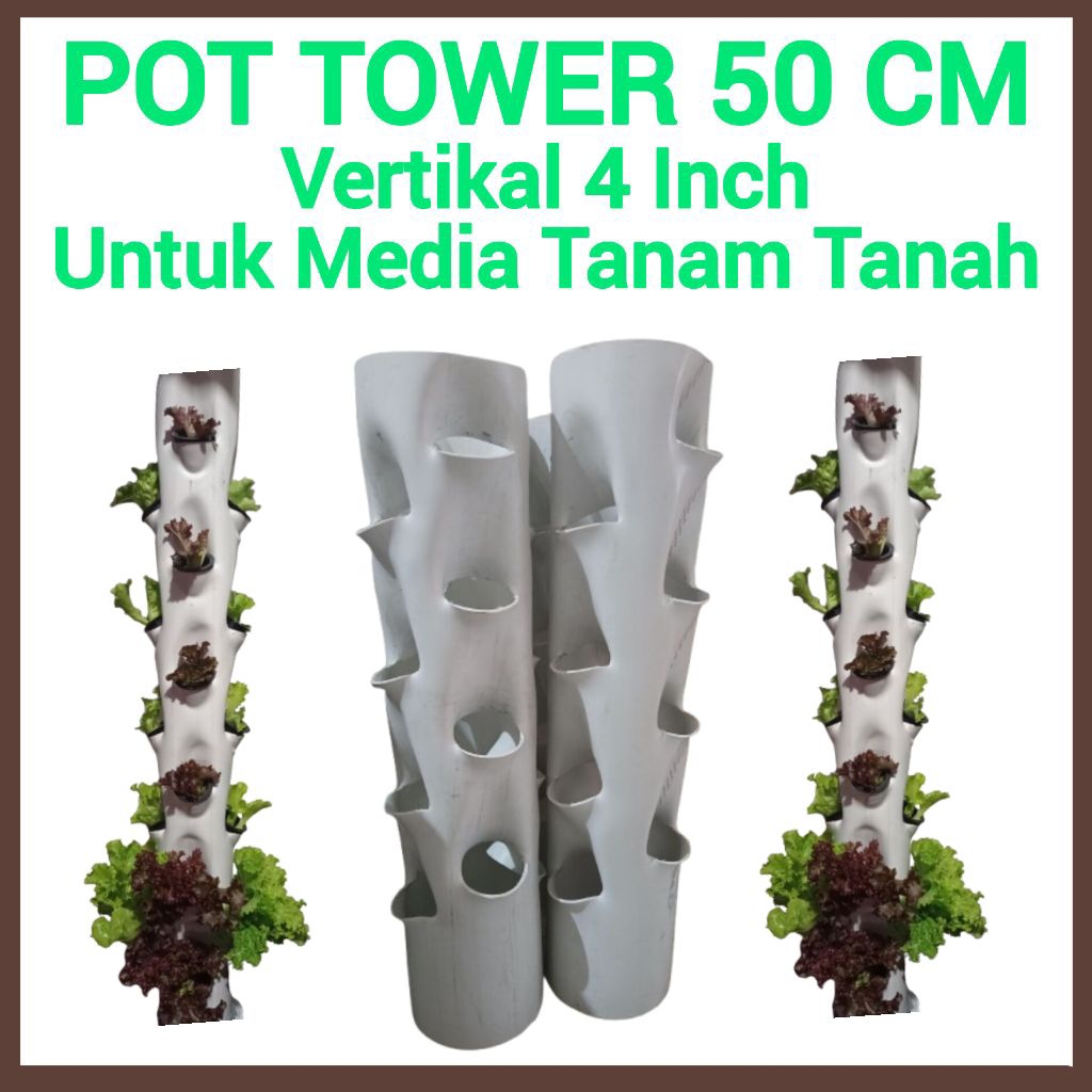 Growing Tower Growing 4 inchi 50 cm Pot Tower Vertikal Garden Paralon Vertikultur Pot Tanam Paralon 