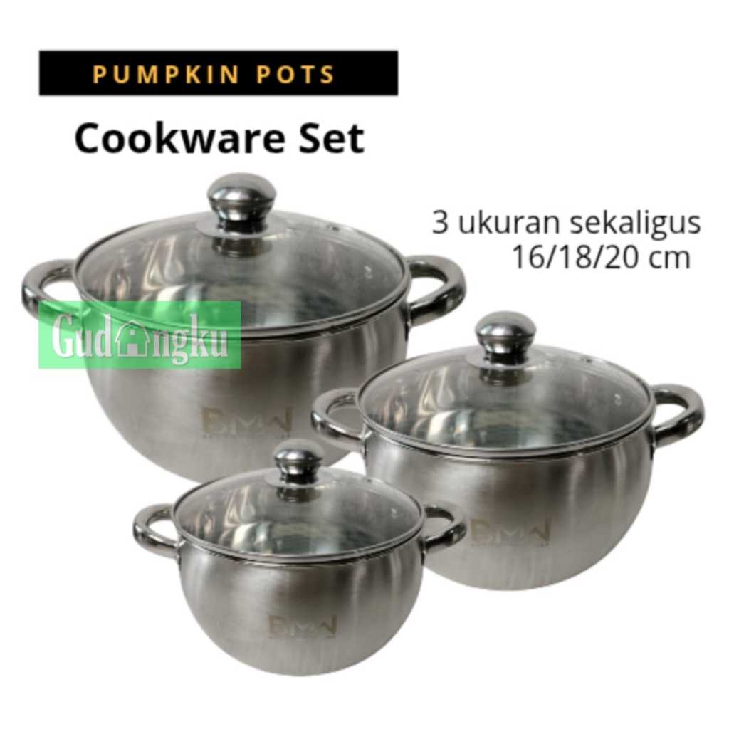 Panci set 3 / Pumpkin Pots Tutup Kaca