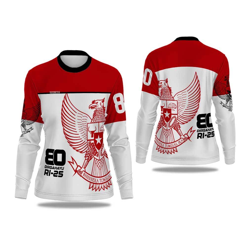 Baju 17 Agustus Wanita Kaos Lengan Panjang 17 Agustus Wanita Fullprint