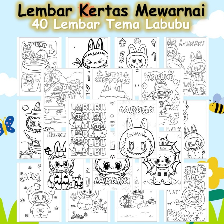 

Kertas Gambar 40 Lembar - Kertas Mewarnai Tema LABUBU - Coloring Pages A4 A5