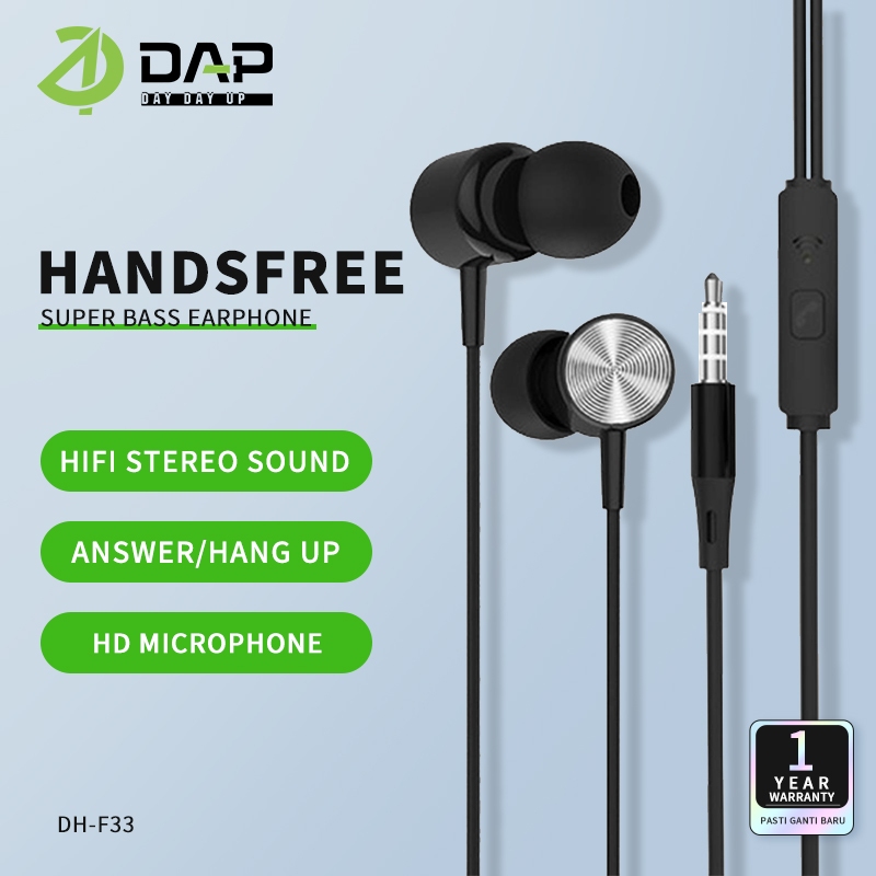 Headset Kabel DAP DH-F33 Stereo Earbuds Garansi Original DAP 1 Tahun