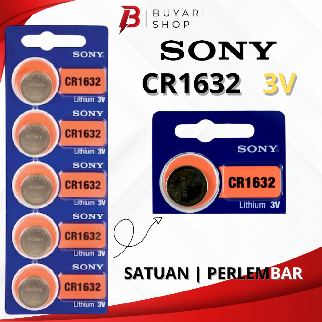 Baterai Jam Tangan Sony CR1632 CR 1632 Pria Wanita Original Baterai Remote Remot Kunci Mobil Motor J