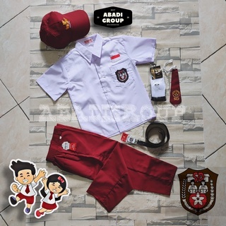 Seragam Sekolah Cewe Bocah Pakaian Setelan Smk Perempuan Cewek Atasan Bawahan Kelas 1-6 Polos Premiu