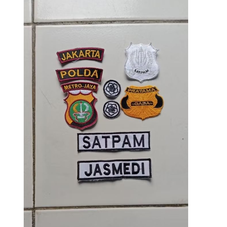 Bordiran atribut satpam/security biasa