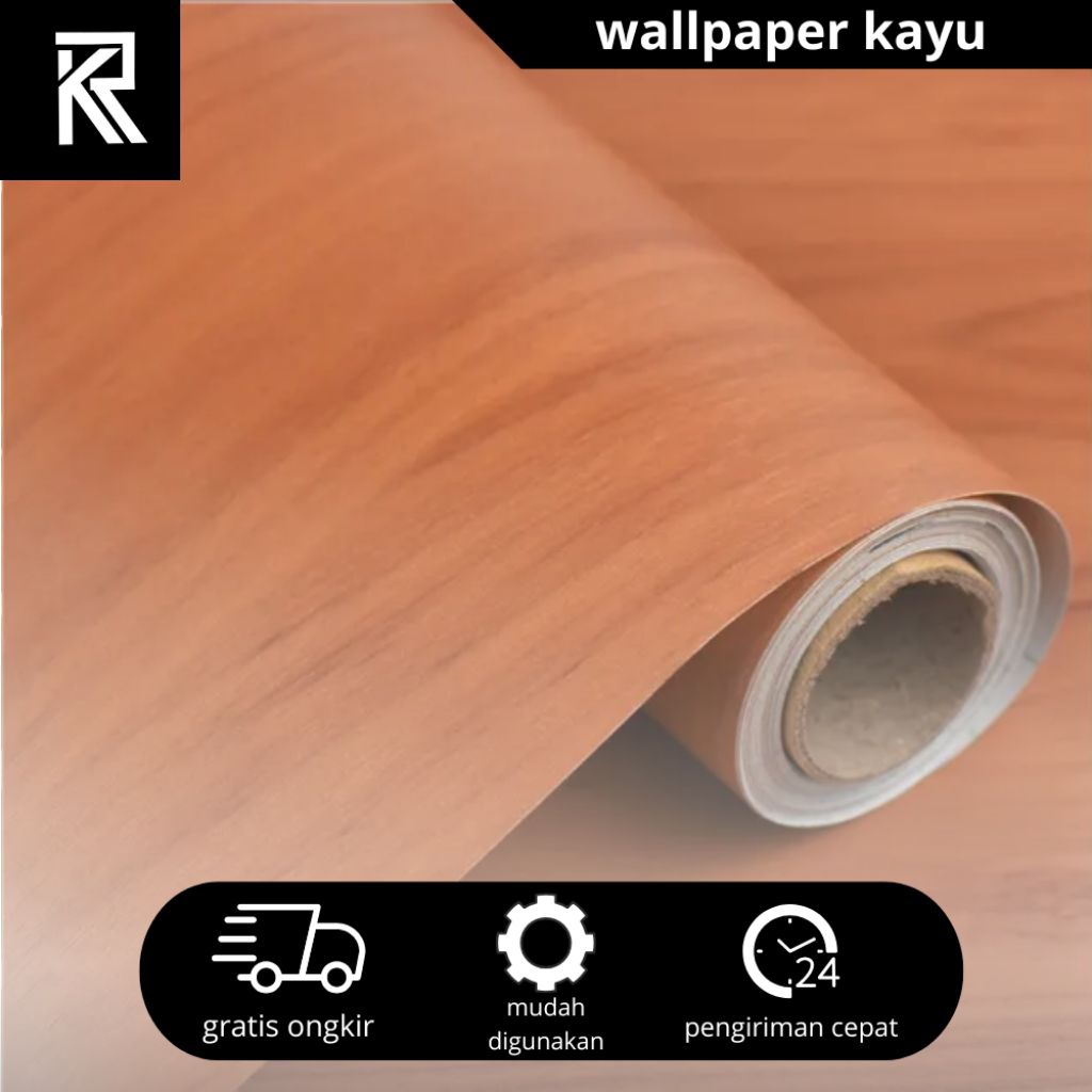 1 roll wallpaper dekorasi dinding dapur motif kayu