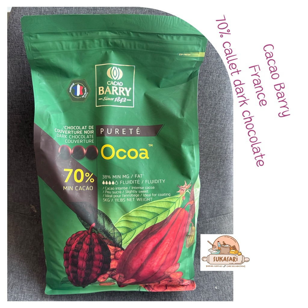 

Cacao barry Purete Ocoa 70% 200gr Callet Coin couverture chocolate coklat cokelat