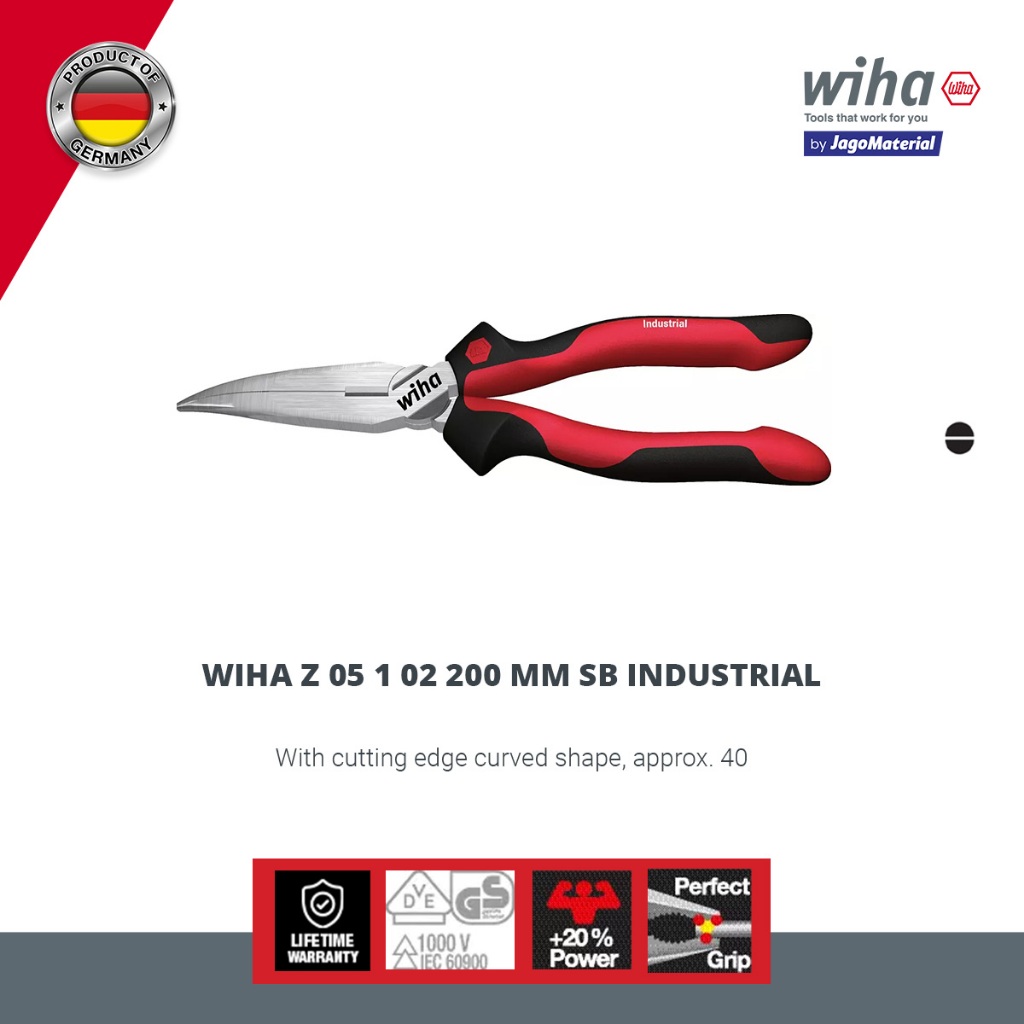 Wiha Pliers Z 05 1 02  200 MM SB Industrial - Tang Lancip