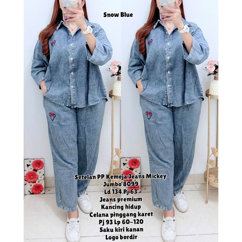 GLW 8099 STELAN JEANS MICKEY LD 134CM IMPORT / SET JEANS JUMBO WANITA / READY / REALPICT