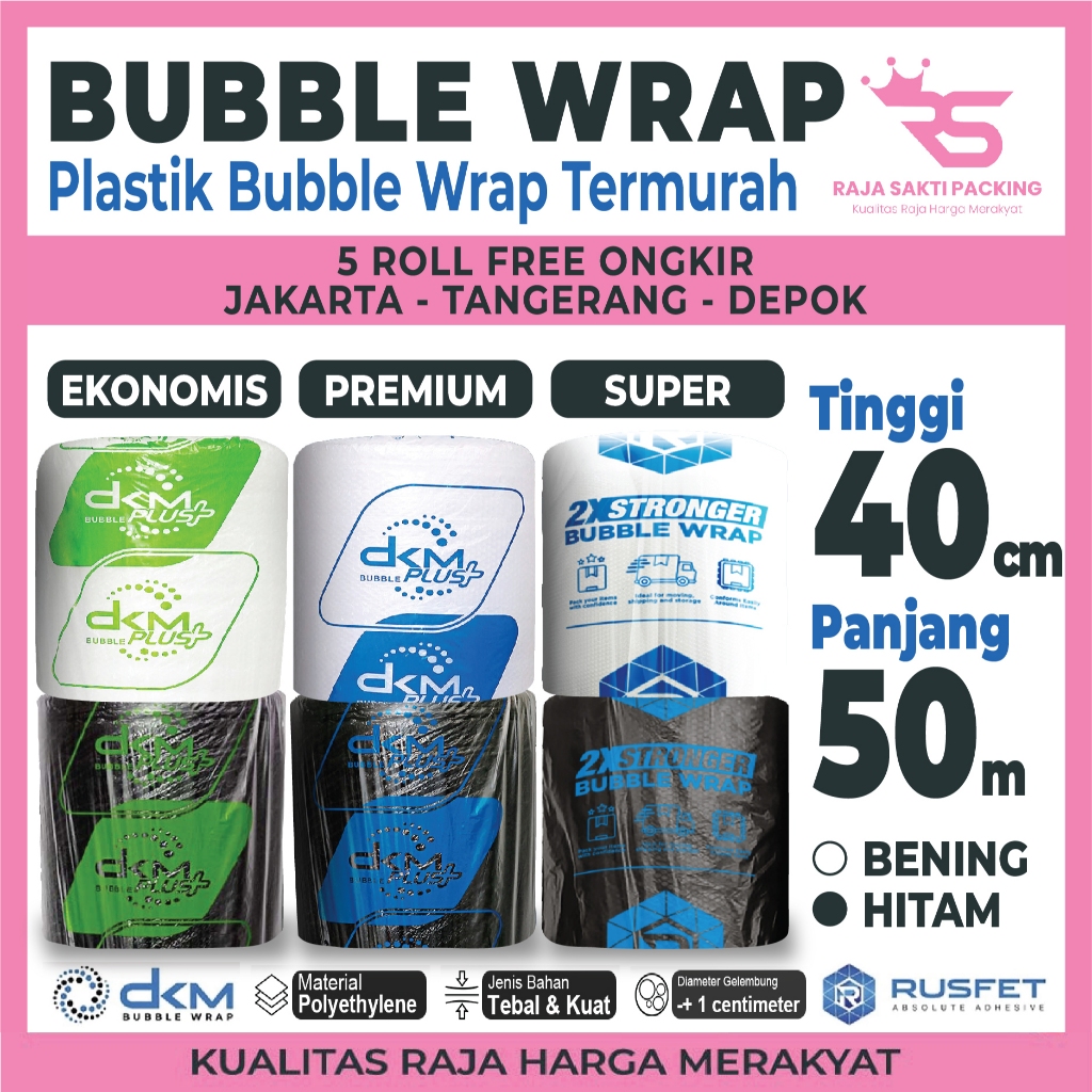 

Bubble Wrap 40CM X 50M Premium Tebal Delkomas DKM PLUS Termurah Satuan