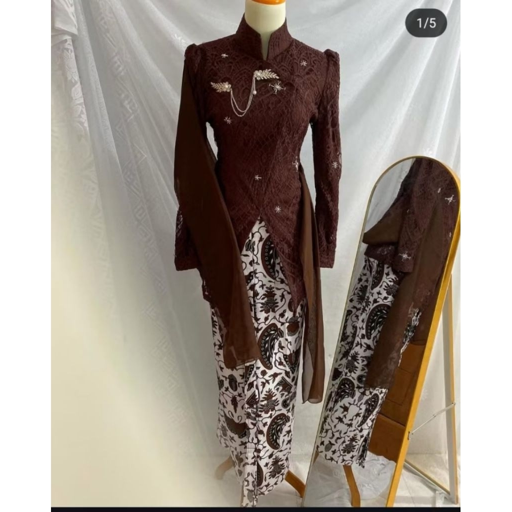 KEBAYA JANGGAN CHANTILY MAHOGANY COUPLE BESKAP JAWA