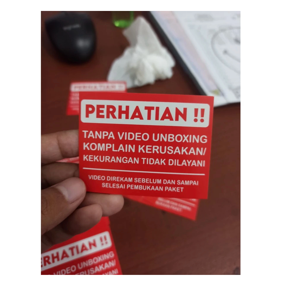 

STIKER UNBOXING MERAH UK 5 X 4 CM QTY 100 PCS GEN2 VIDEO KECIL UNBOXING CAMERA STIKER RP 50 BUTUH CEPAT JNT DARAT WLBEEX