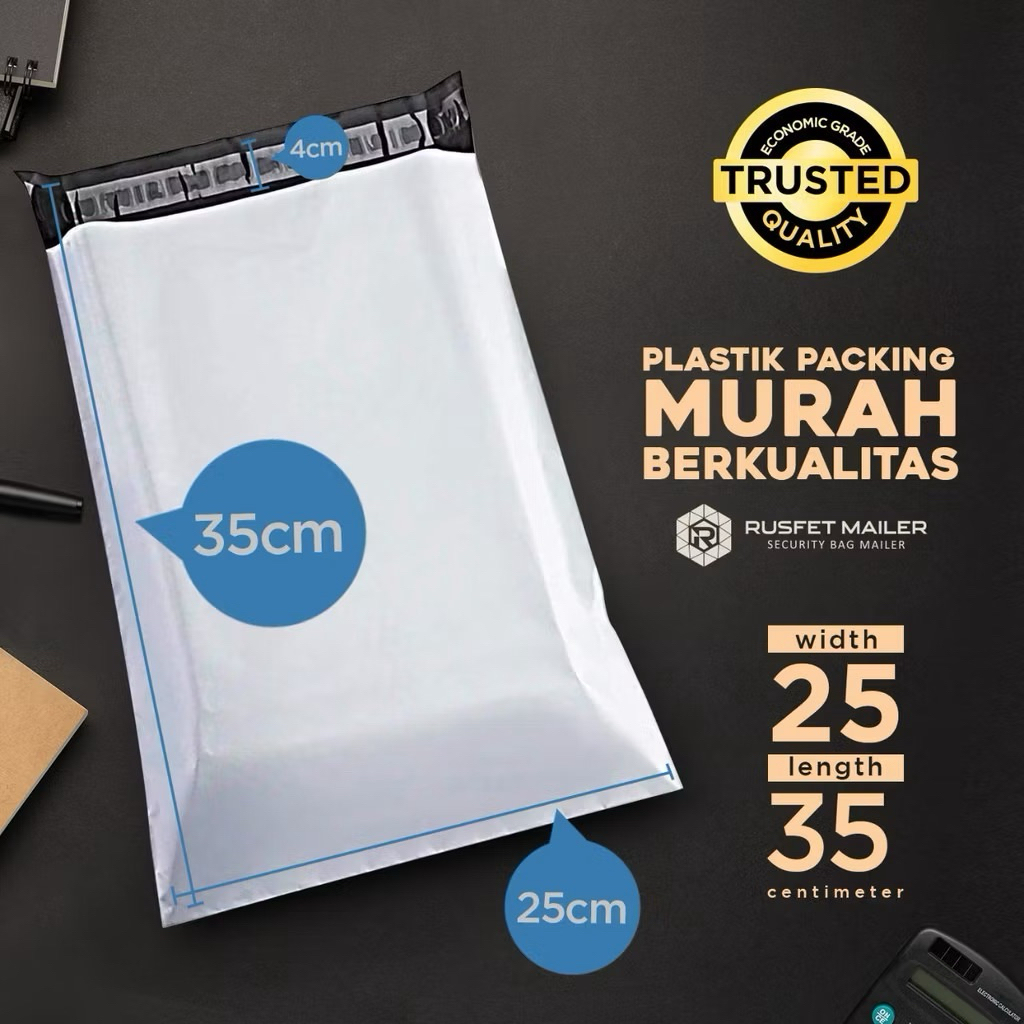 

TERMURAH POLYMAILER PREMIUM 25X35 RUSFET PUTIH - PLASTIK POLIMAILER VARIAN SUPER EKONOMIS