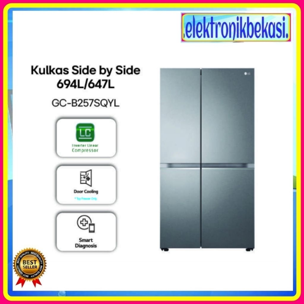 KULKAS SBS LG GC-B 257 SQYL / KULKAS LG SIDE BY SIDE 698 LITER / LG GC-B257SQYL KULKAS SIDE BY SIDE