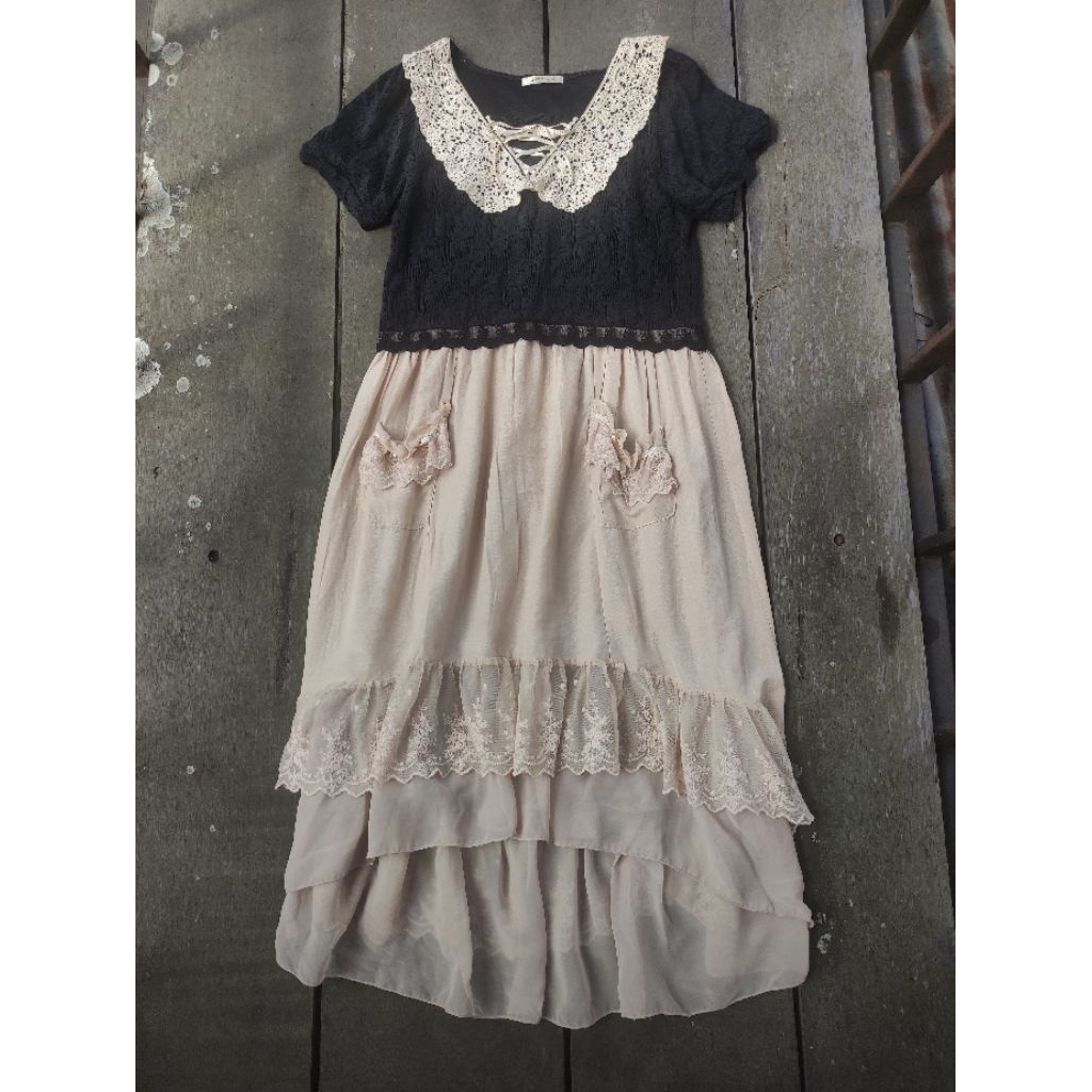 Axes Femme Dress Renda Lace Rajut Mori Kei Zakka Sawako Shoujo