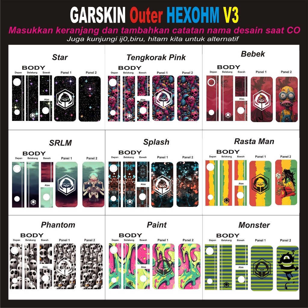 

stiker hex ohm hexo hm v3 bisa custom gambar suka suka