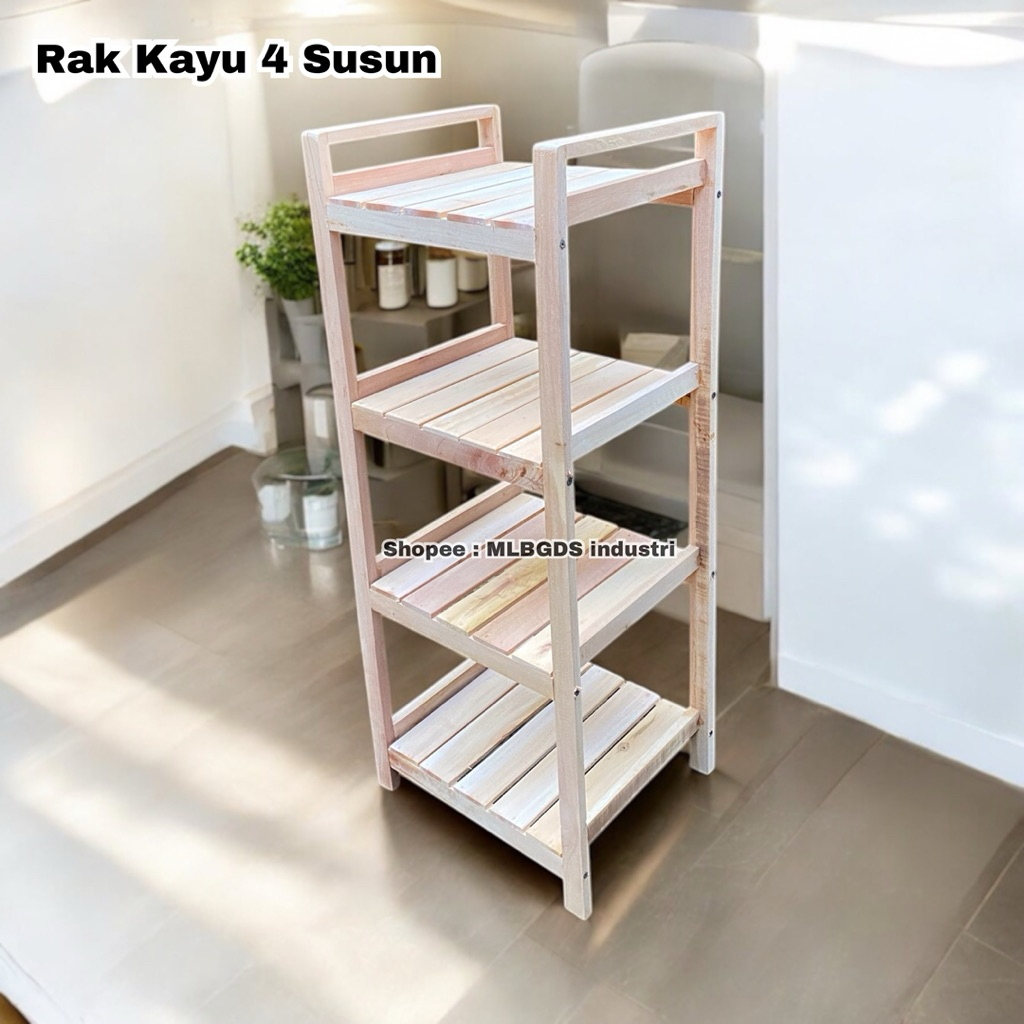 Rak Serbaguna Rak Kayu 4 Tingkat Rak Buku