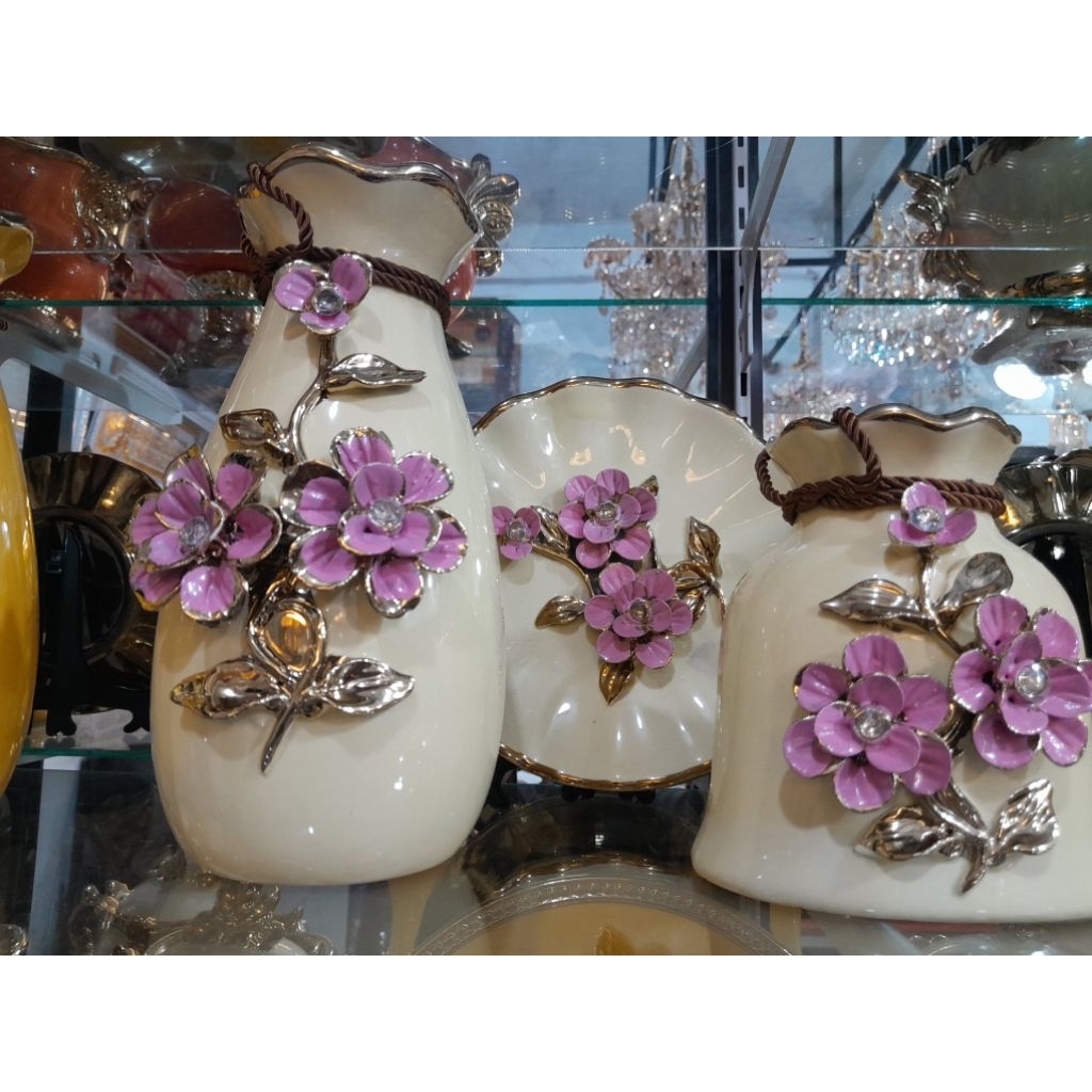 guci piring hias set