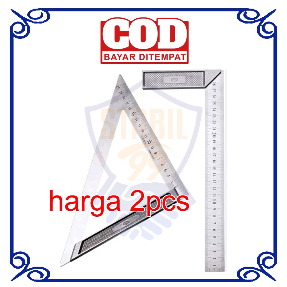

Penggaris Tukang 30 cm Stainless Steel Aluminium Multifungsi Segitiga Siku Besi 20 CM Steel Triangle