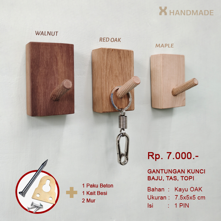 Rak Dinding Tempat Gantungan Kunci Rak Kayu Handmade Gantungan Baju, Topi, Tas