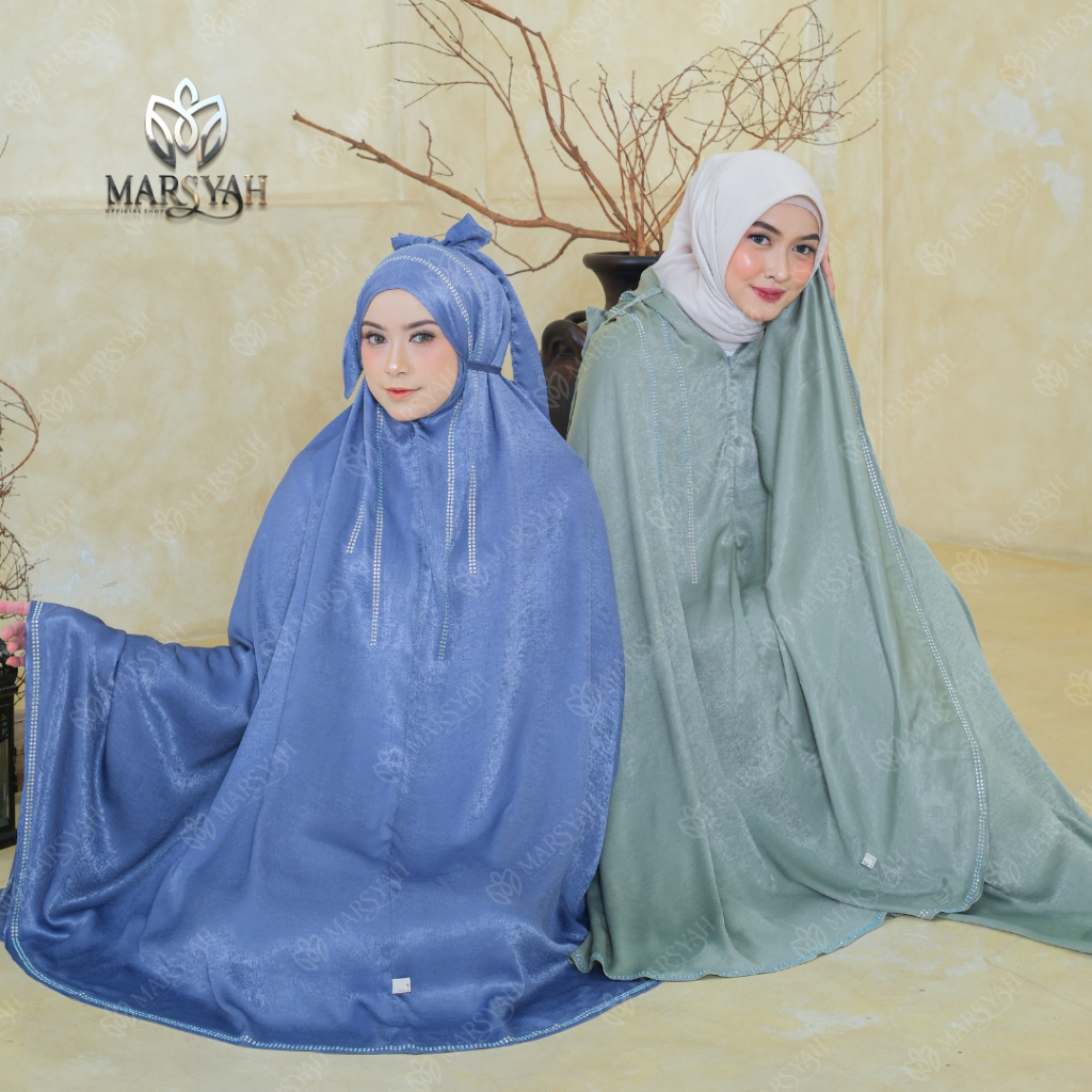 MARSYAH - (BONUS SANDAL WUDHU) Mukena Dewasa 2in1 Santorini Silk Diamond Premium Cordelia Series