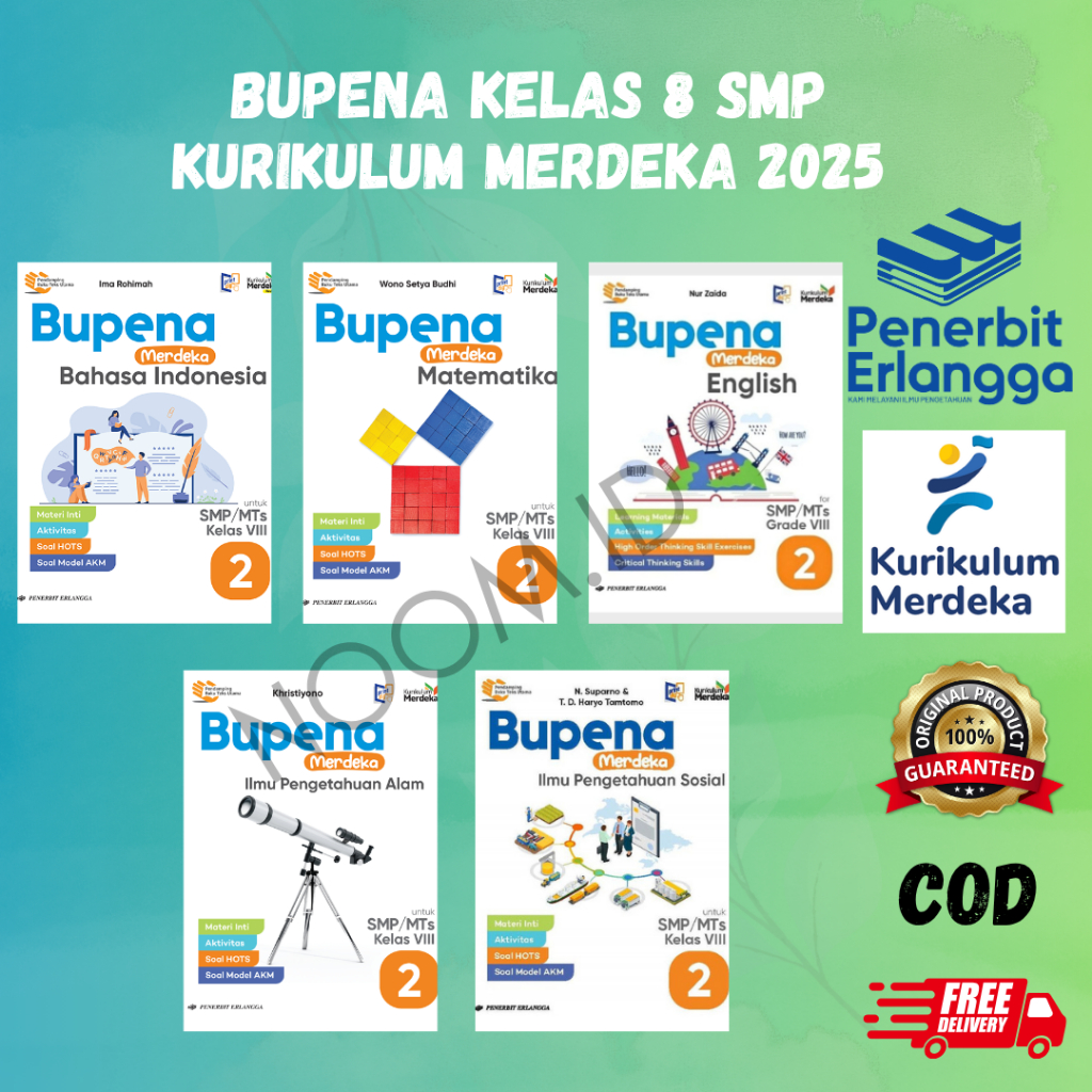 Bupena kelas 8 SMP kurikulum merdeka matematika ipa ips b.indonesia b inggris