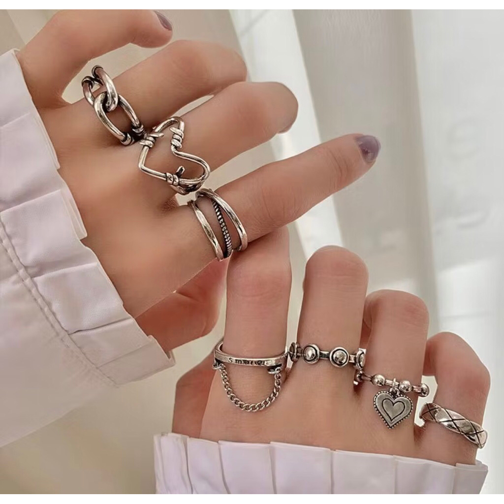 Set Cincin 7 Pcs Unisex Love