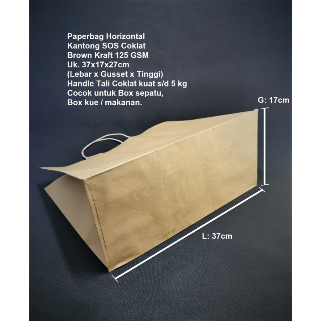 

PAPERBAG HORIZONTAL COKLAT 37X17X27 BROWNIES BOMBOLONI 10 PC