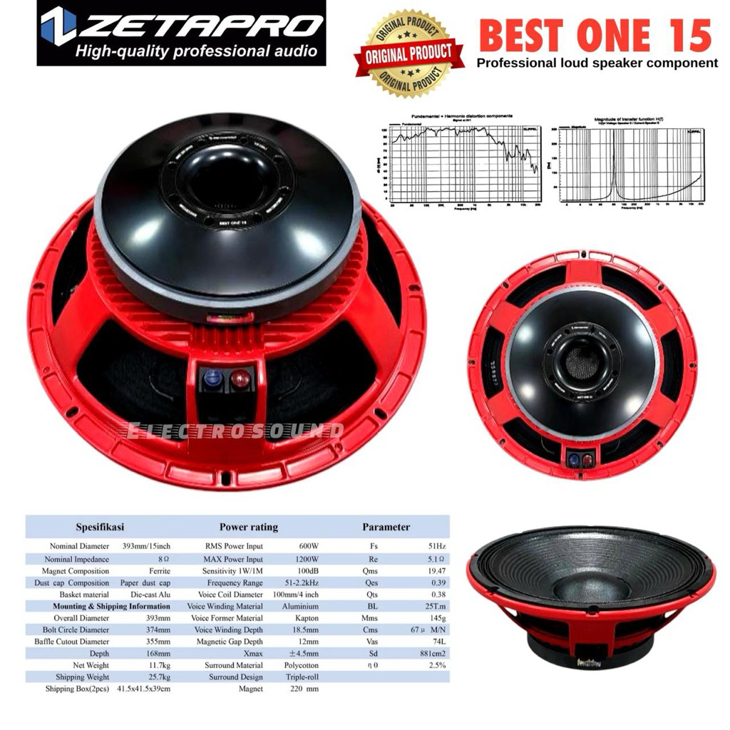 Komponen Speaker Zetapro BEST ONE 15 / Zetapro Best One 15 1200W / Zetapro Original