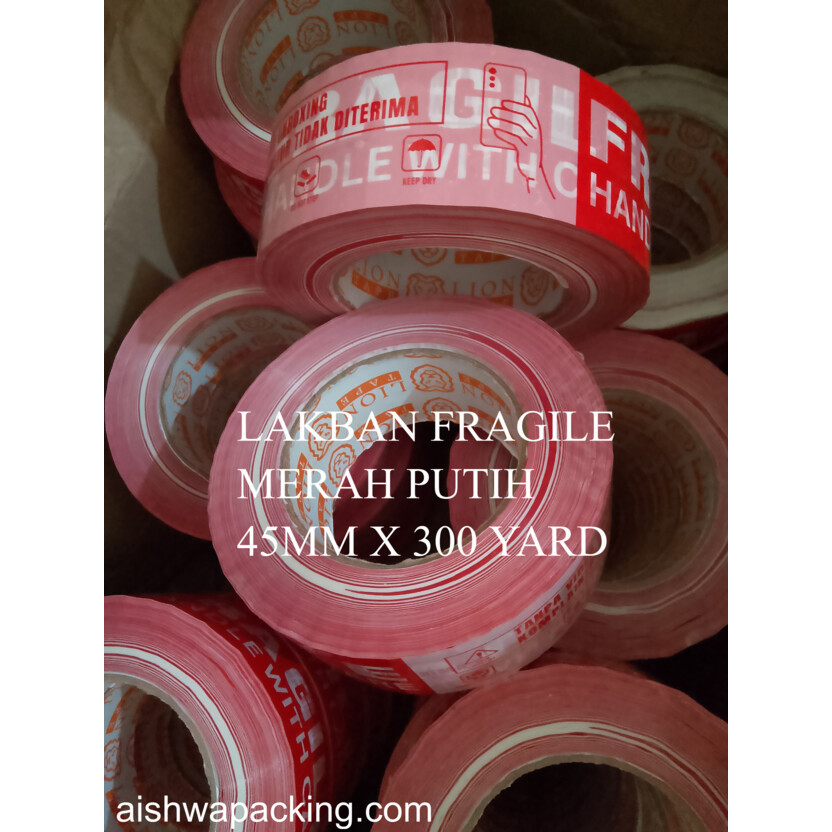 

Lakban Fragile Merah Putih 45 mm x 300 yard