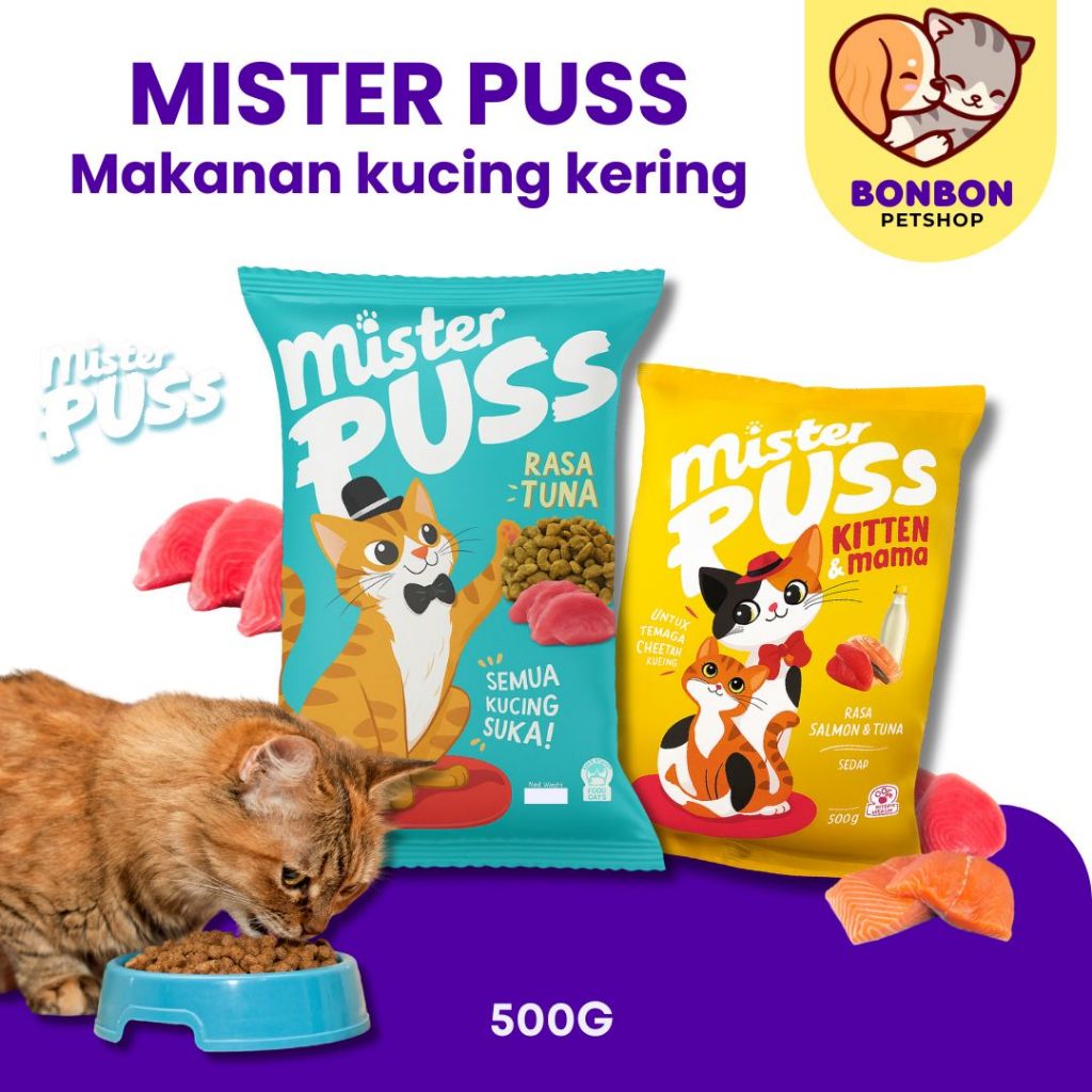 Mister Puss 500gr Makanan Kucing Kering Ikan Tuna Salmon Mr Puss Dry Cat Food MrPuss Adult Kitten