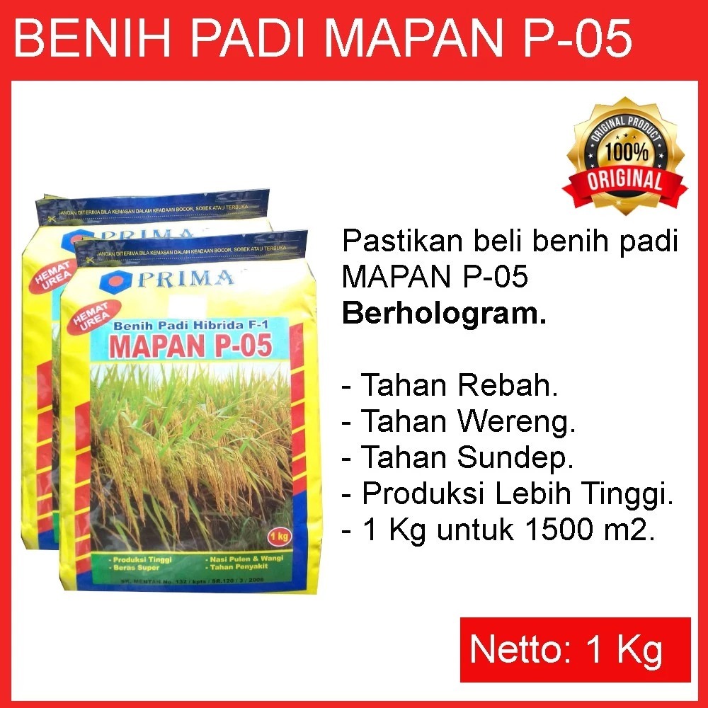 

Promo terbatas!! LyLt Benih padi Hibrida Mapan P 05 1 kg kemasan asli Berkualitas