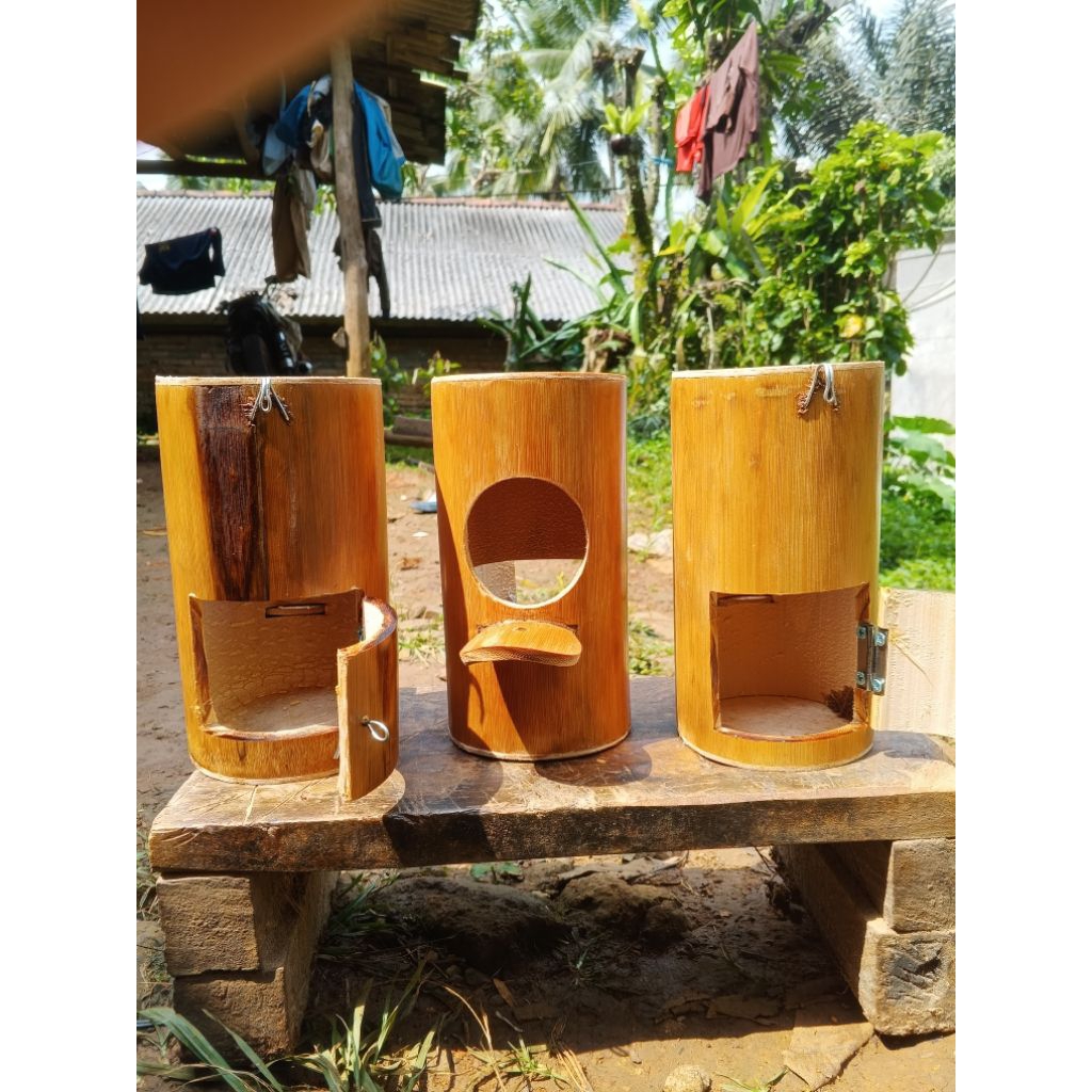 Kadung Tresno Glodok Bambu Tempat Sarang Burung Murai Pintu Belakang+Pernis