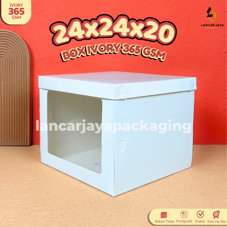 

Dos Tart Tinggi Kotak Kado Hampers Box Kemasan Cake Kue Roti Karton Duplex 24x24x20 cm